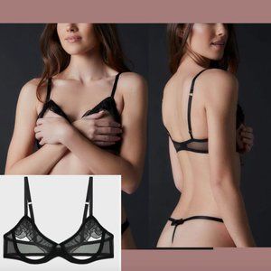 NEW $98 JOURNELLE [ XS ] Odette Open Cup Underwire Bra‎ in Black #5830